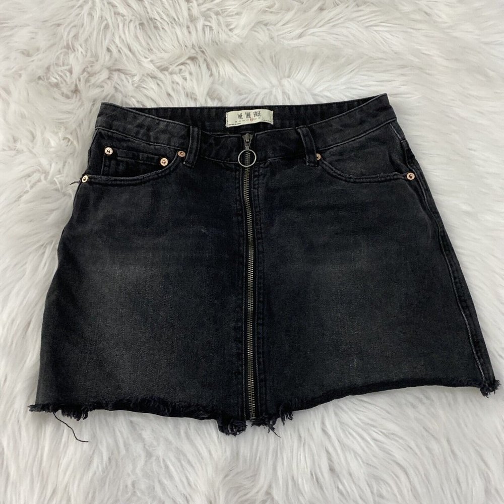 We The Free womens full zip black cut off skirt size 28